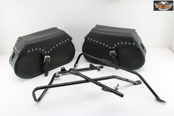 Borse in pelle semirigide complete Harley davidson Softail Fat boy 1340