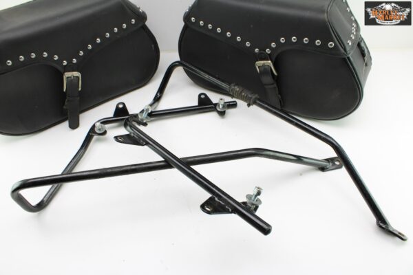 Borse in pelle semirigide complete Harley davidson Softail Fat boy 1340 - immagine 2